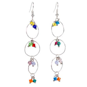 Aretes Con Argollas Y Cristales De Colores