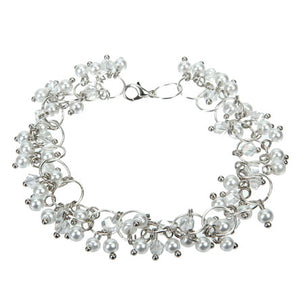 Pulsera De Argollas Plata Y Perlas Blancas