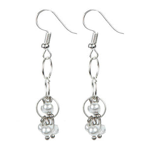 Aretes Largos De Perlas Y Cristales