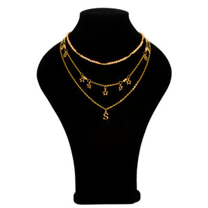 Collar Tres Hilos Oro Con Estrellas Y Dije De Letra