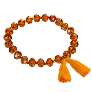 Pulsera Topacio Con Borlas Oro