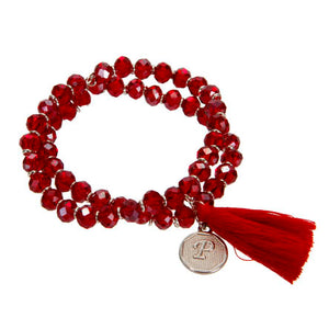 Pulsera Doble De Rondeles Con Borla Y Dije De Letra