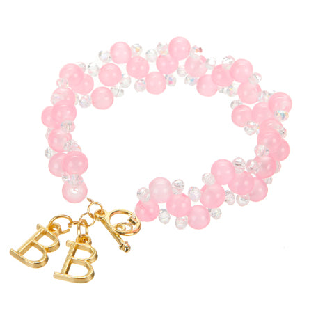 Pulsera Con Cuenta Redonda Rosa Y Rondel