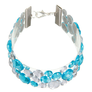 Pulsera Transparente Con Piedras Acrílicas Turquesa/Cristal