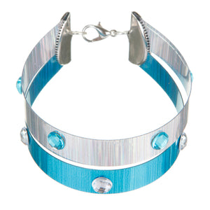Pulsera Bicolor De Película Láser Turquesa/Plata