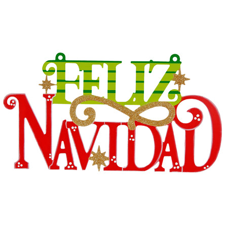 Letrero Feliz Navidad Verde/Rojo