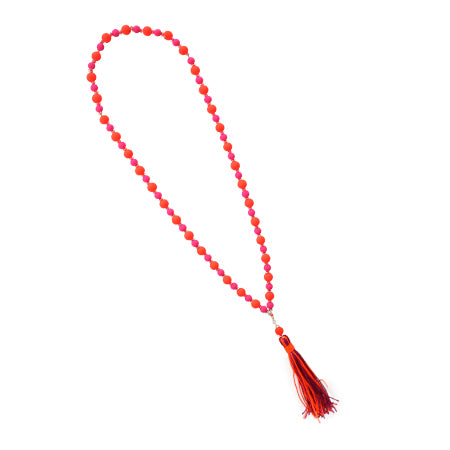 Collar Con Borla Y Cuenta Caucho Naranja