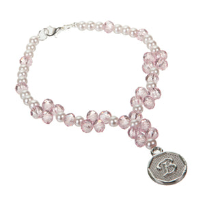 Pulsera Rondel Rosa Y Dije De Letra