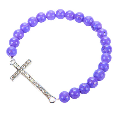 Fantasías Miguel Clave:LC1463 Pulsera Morado Con Cruz Curva De Cristales
