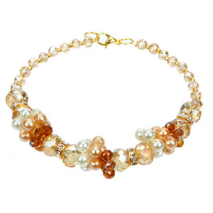 Pulsera De Perlas Café Y Rondeles Topacio