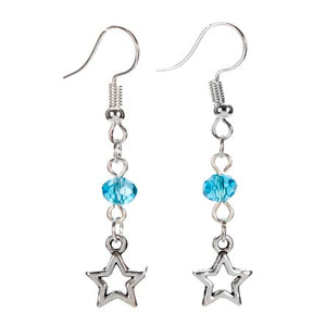 Aretes De Cristal Turquesa Con Estrella Plata