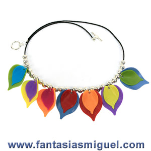 Collar Cuenta Hoja De Colores