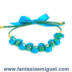 Pulsera Con Cordón Elastico Y Cuentas Verde