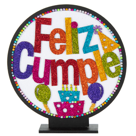 Letrero Feliz Cumple Con Diamantina