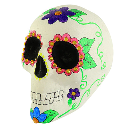 Craneo Con Flores Y Piedra Acrilica