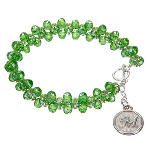 Pulsera De Cristales Esmeralda Con Letra Inicial