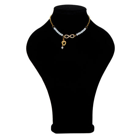 Collar Infinito Blanco Con Dije De Corazón