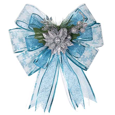 Moño Azul Con Copos