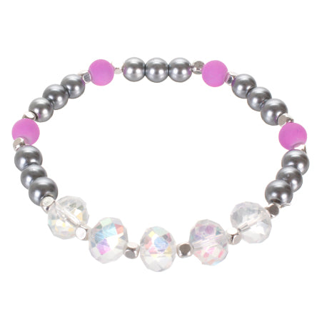 Pulsera De Perlas Gris/Fiusha