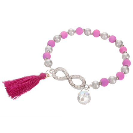 Pulsera Xv Años Con Dije Infinito Y Borla