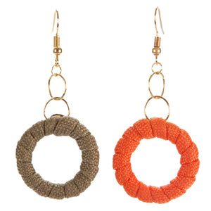 Aretes De Cordón Paracaídas Naranja/Café