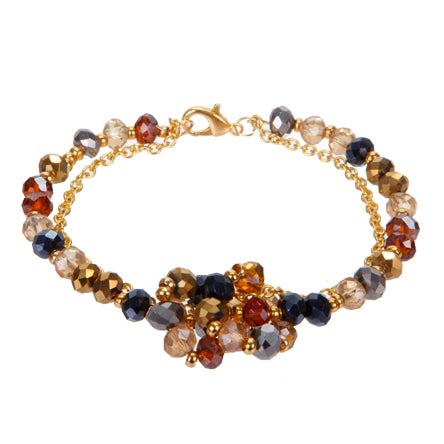 Pulsera Con Rondeles Oro/Plata/Negro/Topacio/Miel