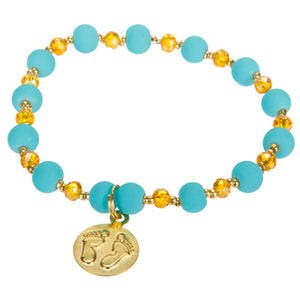 Pulsera De Cuentas Azules Y Rondeles Amarillos