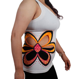 Blusa Flor Calada Decorada Con Pintura Textil