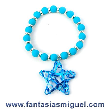 Pulsera Con Cuentas De Caucho Y Dije De Estrella