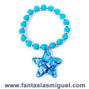 Pulsera Con Cuentas De Caucho Y Dije De Estrella