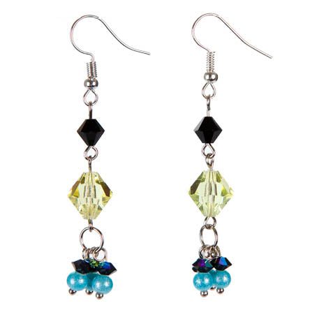 Aretes De Perla Y Cristales De Colores