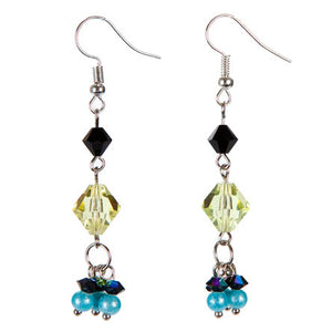 Aretes De Perla Y Cristales De Colores