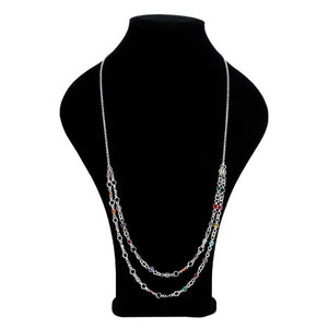 Collar Largo Doble De Argollas Con Cristales De Colores