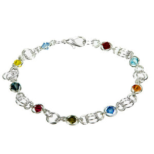 Pulsera De Argollas Con Cristales De Colores