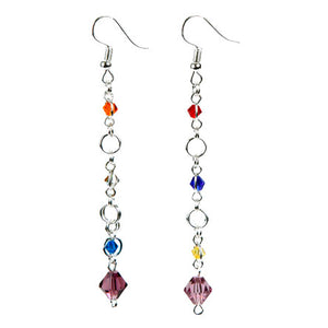 Aretes Largos Con Cristales De Colores