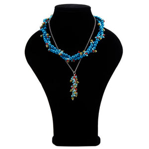 Collar Doble Con Cadena, Perlas Y Rondeles