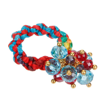 Anillo Tejido Con Rondeles Y Cola De Rata