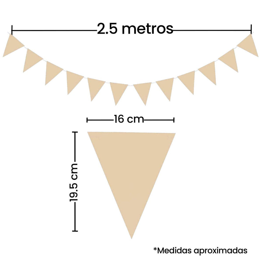 Art.11155 Banderín Triángulo Liso x12 19.5x16cm 2.5m