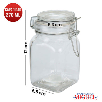 Fantasías Miguel Art.11421 Frasco Con Tapa Clip Metálico aprox 270ml 12x8.5x6.5cm 1pz