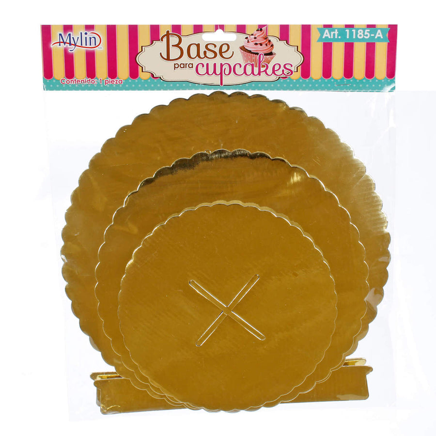 Art.1185 Base 3 Pisos Cup Cakes Color Metálico 28.5x30cm 1pz