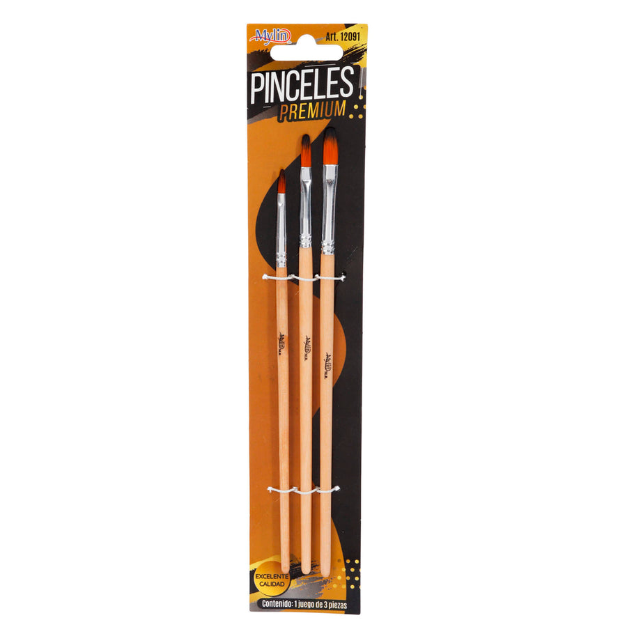 Art.12091 Juego Pincel Curvo Premium varios tamaños 3pz
