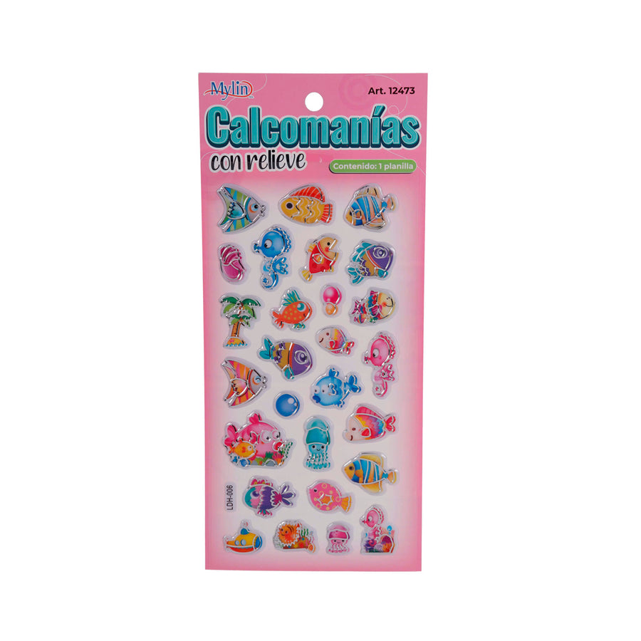 Art.12473 Calcomanía con Relieve 19x13cm 1 planilla