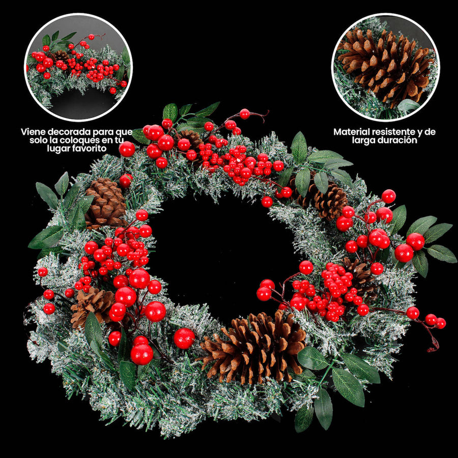 Art.1298 Corona Navideña Decorada 55cm 1pz