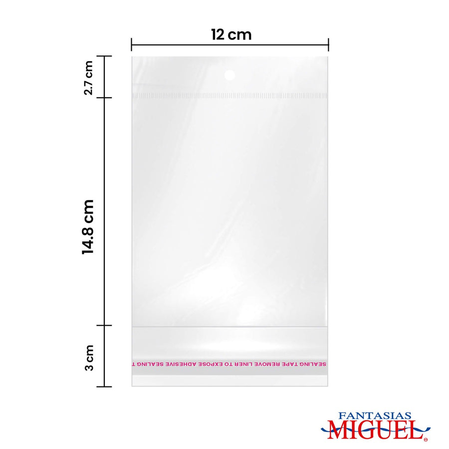 Art.1451 Bolsa Celofán con Adhesivo 15x12+5cm 100pz