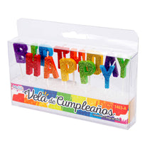 Art.1463 Velas Happy Birthday Y Feliz Cumpleaños (aprox 13pz) 7cm paquete