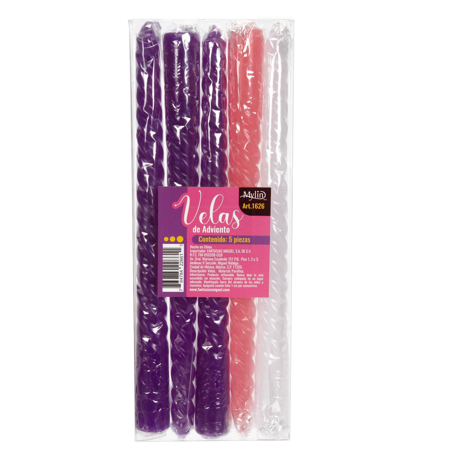 Art.1626 Paquete Velas Adviento 25x2cm 5pz