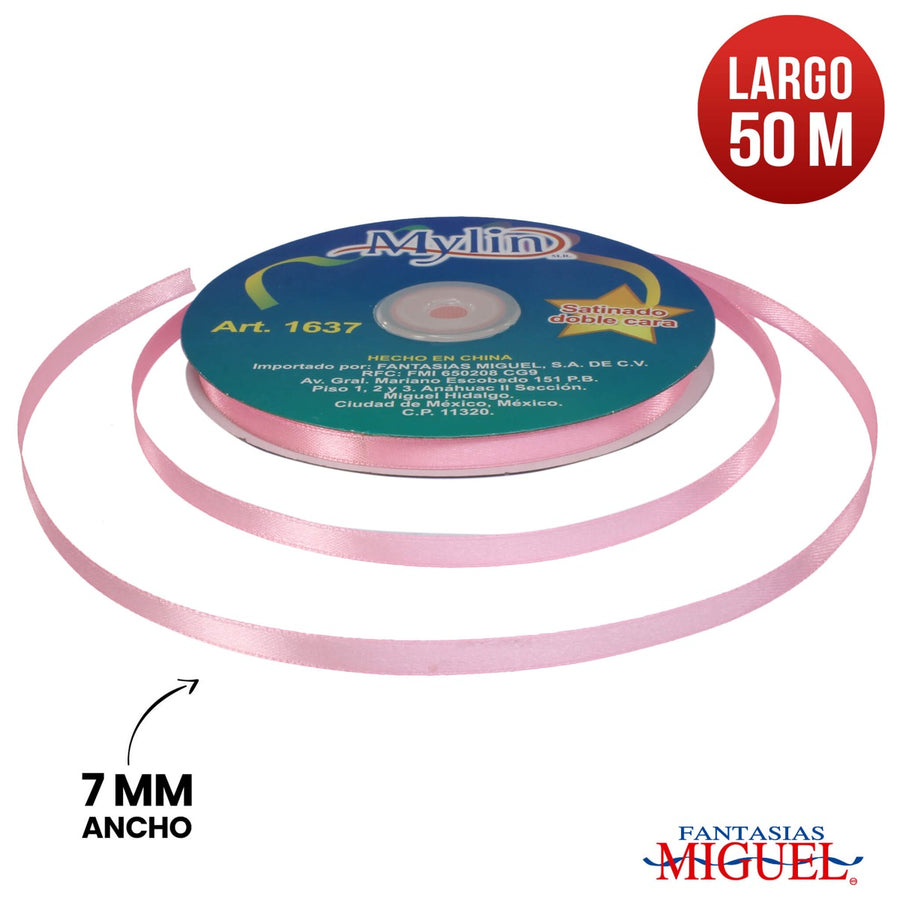 Art.1637 Listón Satinado Doble Cara 7mm 50m