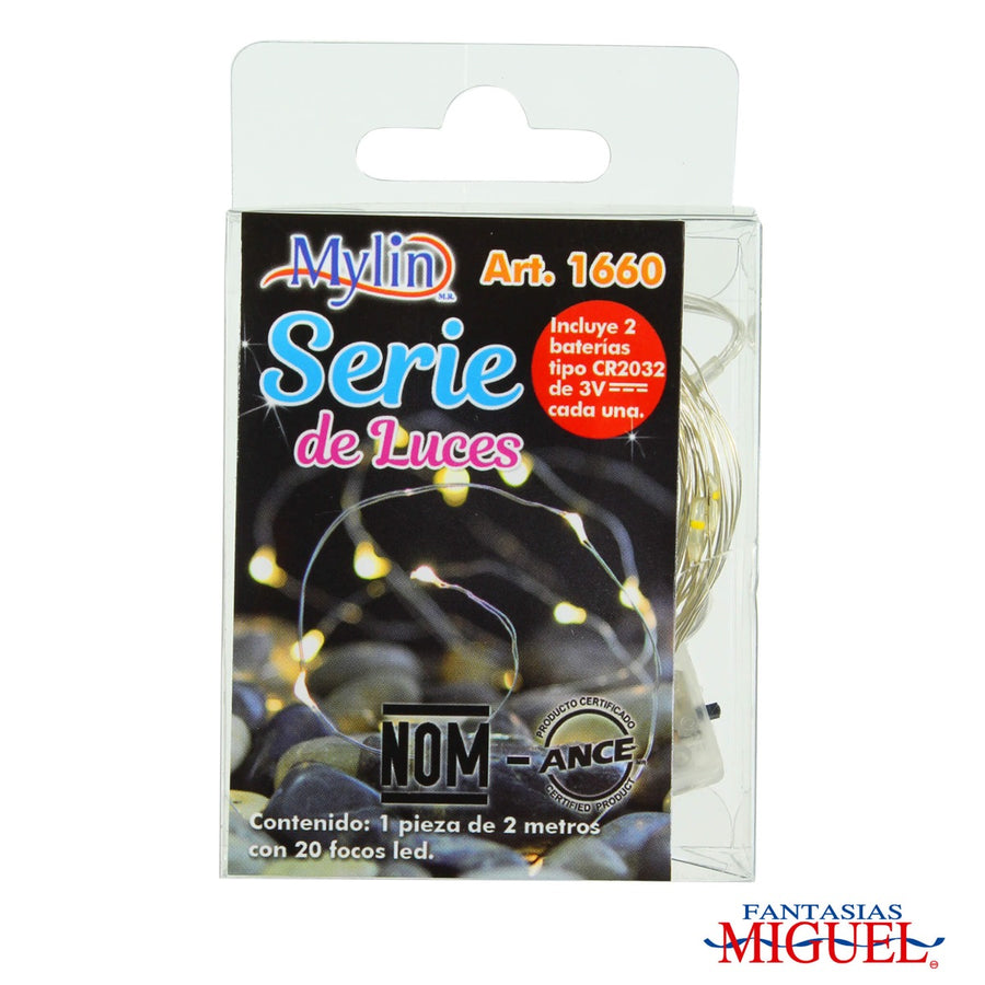 Art.1660 Serie Con 20 Leds Con Baterías 2m 1pz
