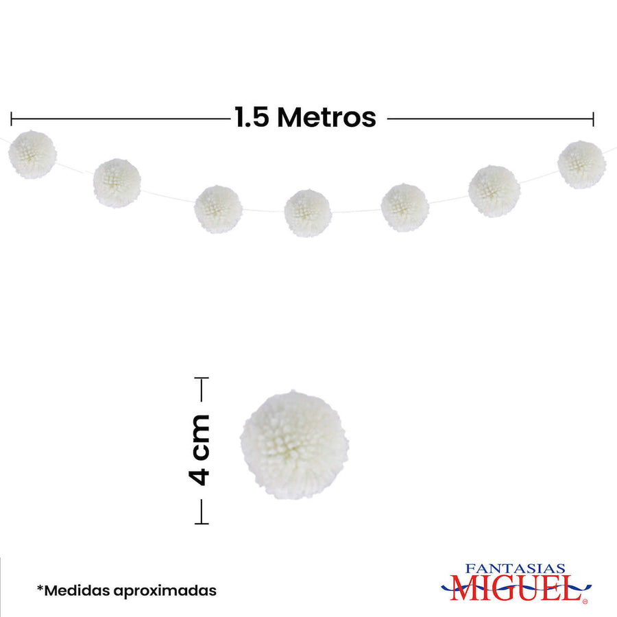 Art.1760 Guía Pom Poms 4cm 1.5m 10pz
