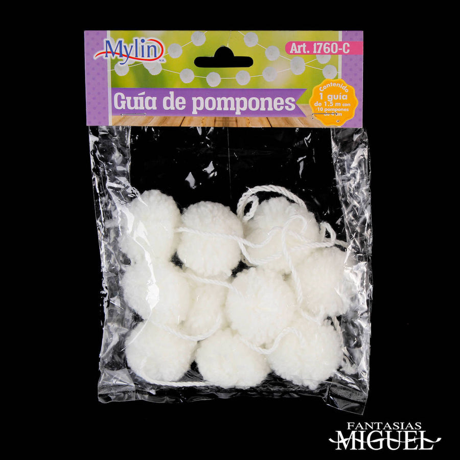 Art.1760 Guía Pom Poms 4cm 1.5m 10pz
